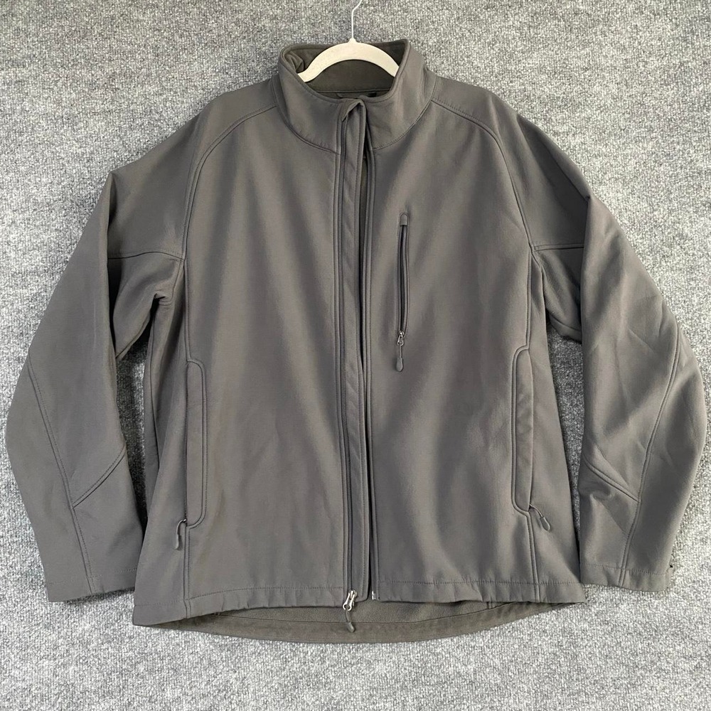 KIRKLAND SIGNATURE MENS GREY ZIP POCKET LONG SLEEVE SOFT SHELL JACKET